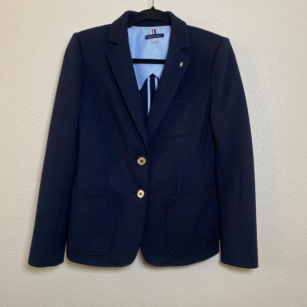 Tommy Hilfiger Navy Blazer Size 4 Old Money Preppy Academic Prep School Retro